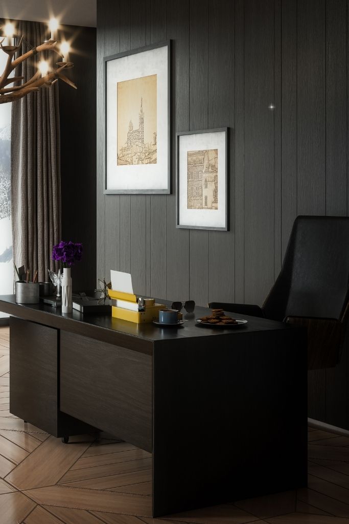 Home Office Ideas with a Black Desk