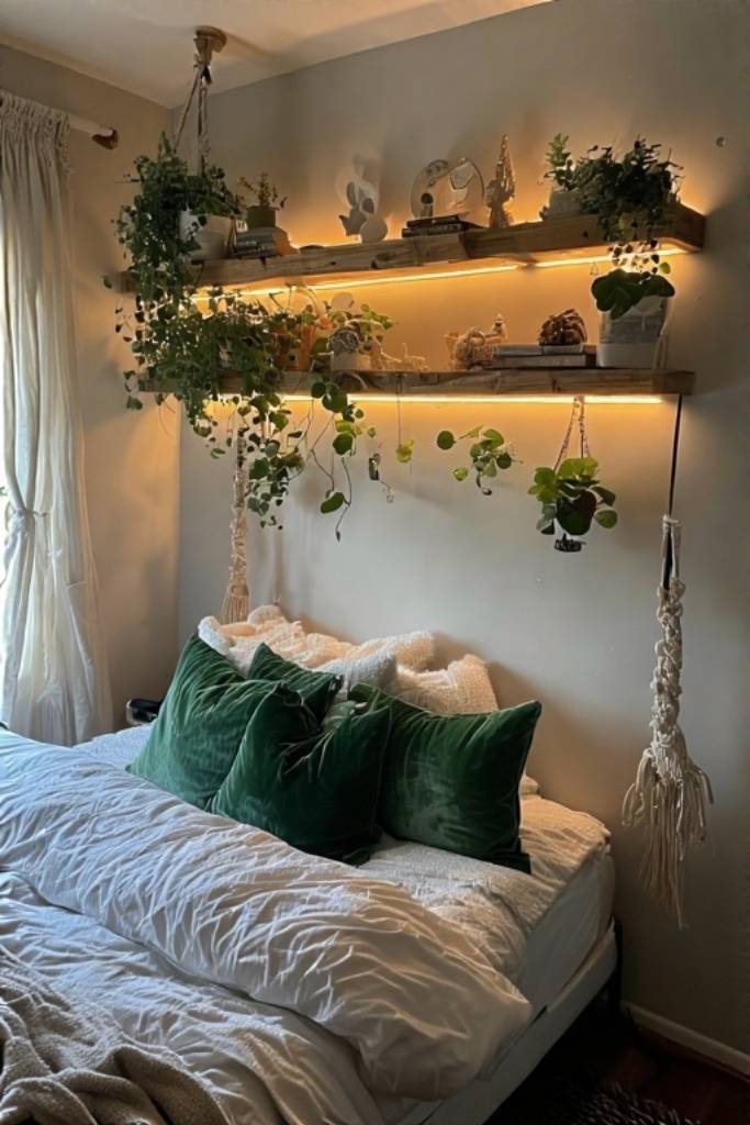Boho Shelf Lighting Bedroom Inspiration