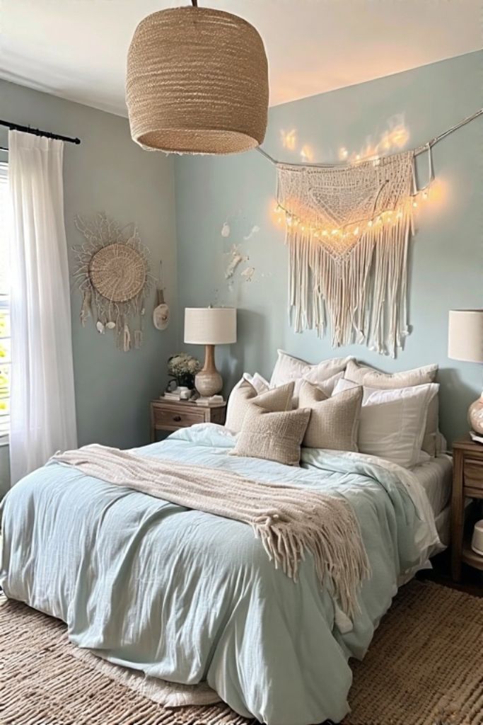 Coastal Boho Bedroom with Ocean Tones