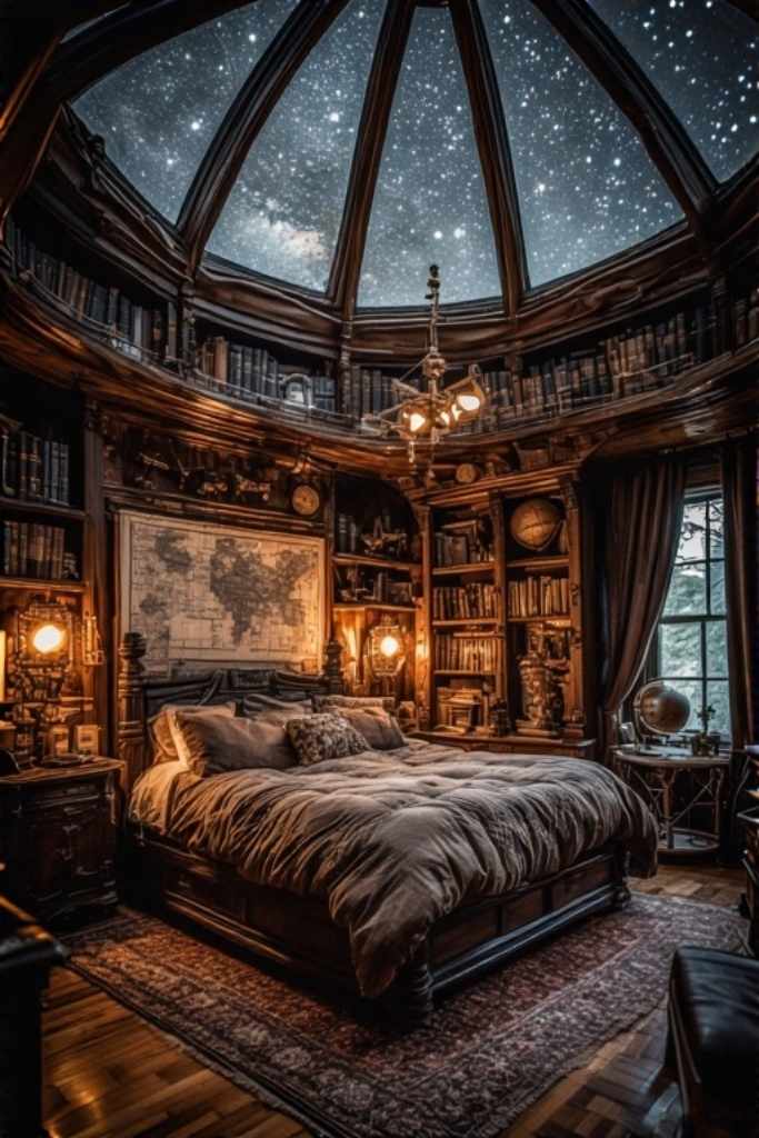 Dark Academia Observatory Bedroom