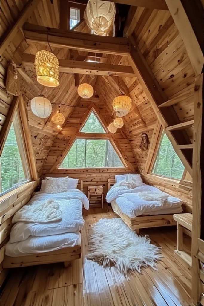 Dreamy Scandinavian Treehouse Bedroom