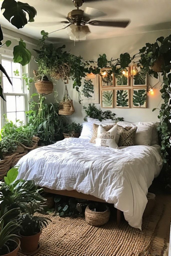 Greenhouse Boho Bedroom Full of Plants