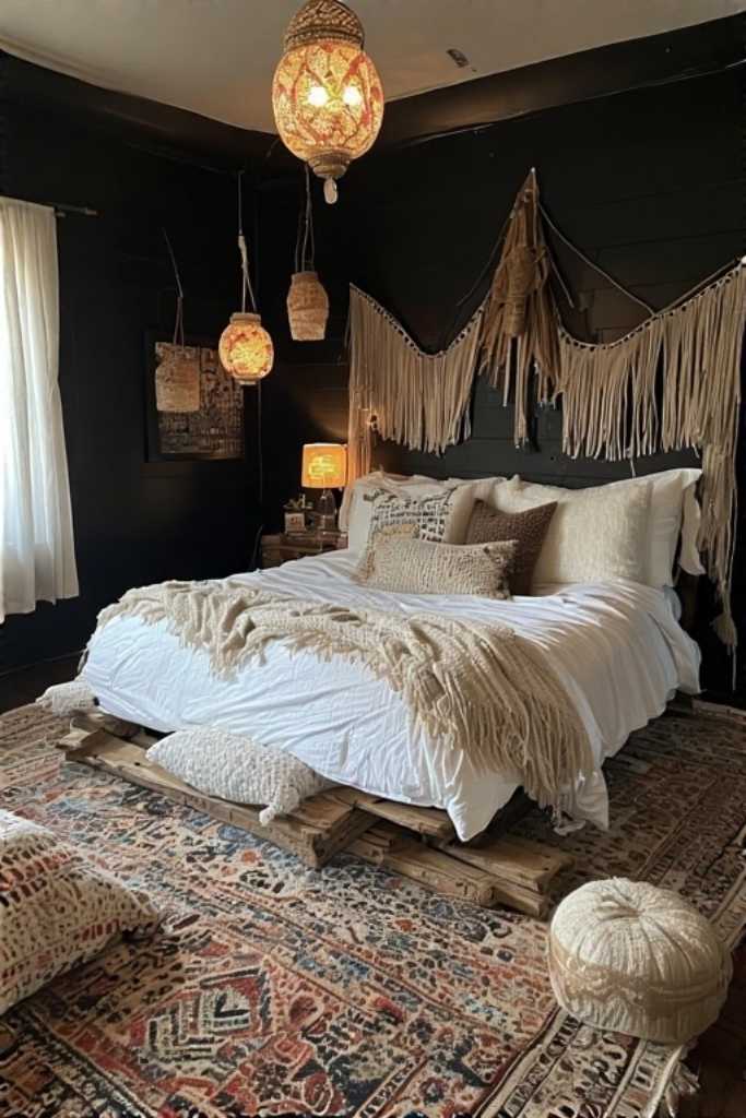 Black Boho Bedroom