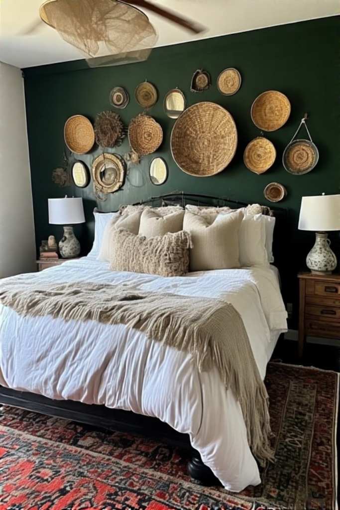 green boho bedroom