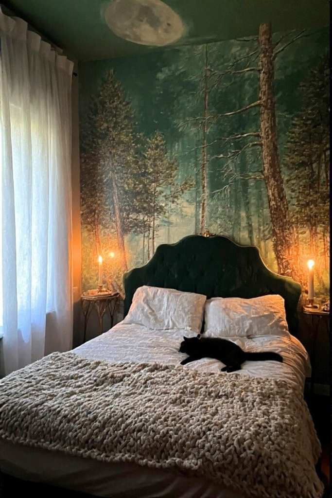 Moody Midnight Forest Bedroom