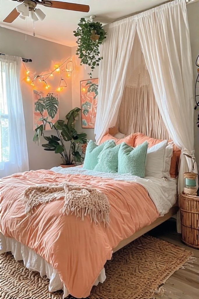 Peach & Mint Boho Bedroom