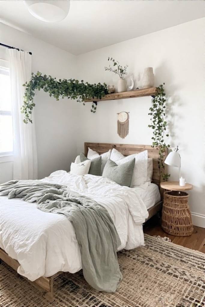 green boho bedroom